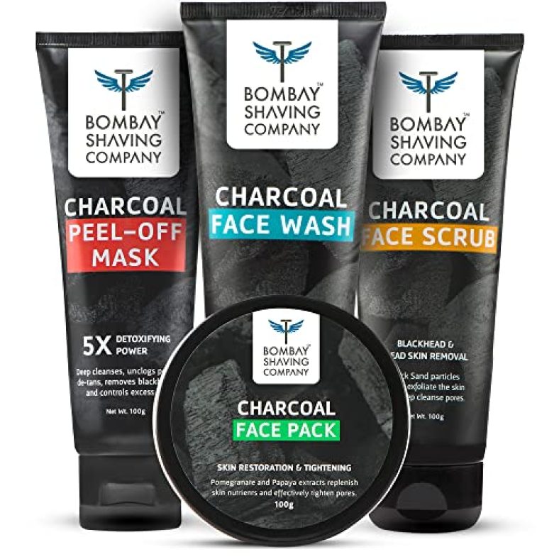 Bombay Shaving Company Valentine’S Day Gift Kit For Men | Activated Charcoal Facial Kit | Charcoal Face Wash, 45 Gm, Charcoal Face Scrub, 45 Gm, Charcoal Face Pack And Charcoal Peel Off Mask, 60Gm