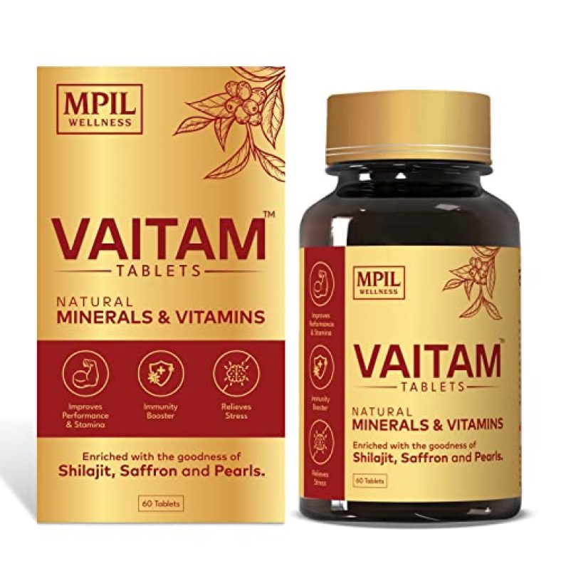 Mpil Vaitam Tablets | Multivitamin For Men And Women | Blended With Shilajit, Ashwagandha, Safed Musli, Kaunch Beej , Shatavari And Pearls | For Daily Energy, Stamina And Immunity | Clinically Researched Ingredients (60 Tablets)