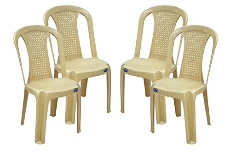 Nilkamal Plastic Armless Chair(Beige, 39X47X89Cm) – Set Of 4