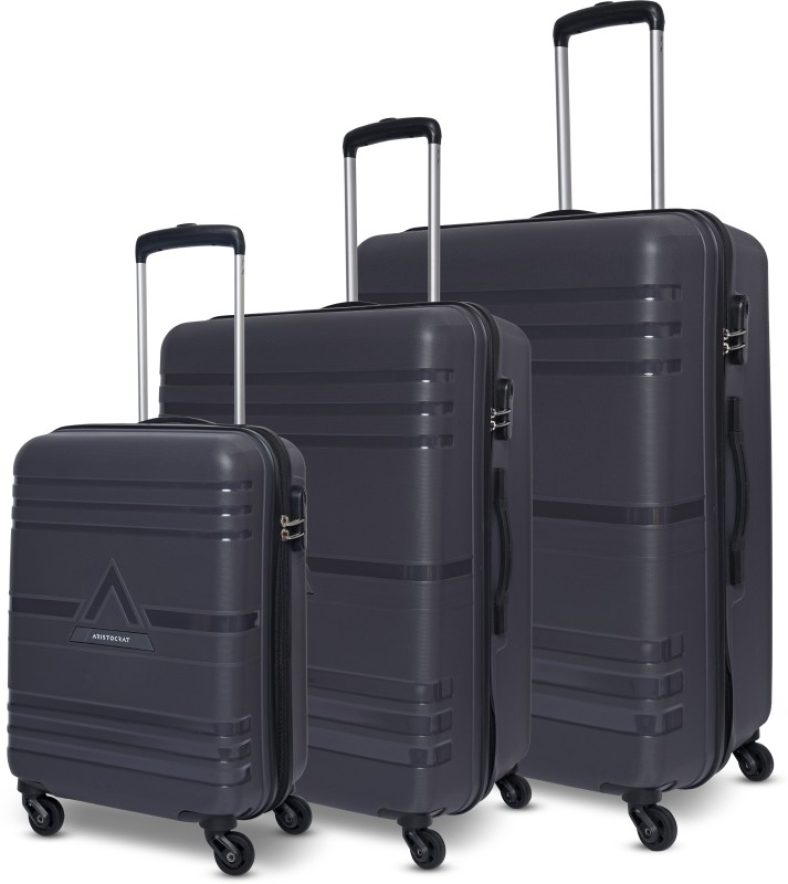 Aristocrat Airstop Cabin,Medium & Large(Set Of 3)Grey, Hardcase, 4 Wheels,7 Year Warranty Cabin & Check-In Set 4 Wheels – 29 Inch