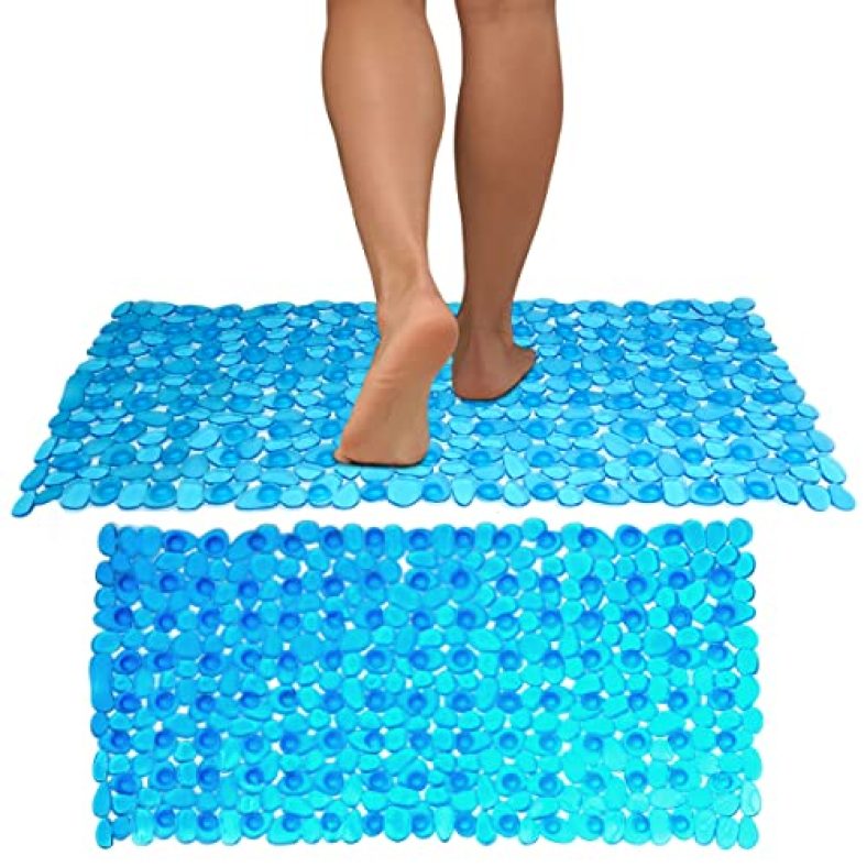 Expertomind Anti-Skid Shower Mat | Non-Slip Bathroom Mat For Bathtub, Floor & Shower | With Drain Holes | Machine Washable – Blue