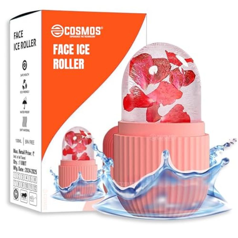 E-Cosmos Ice Face Roller Massager,Ice Cube Roller For Face, Eyes And Neck Naturally Conditioning And Skin Care,De-Puff Eye Bags,Reduce Migraine Pain,Reusable Massage Silicone Ice Mold (Multicolor)