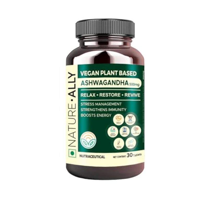 Natureally Ashwagandha (500 Mg) | Extra Strength Natural Formulation | Support Strength & Energy | Withania Somnifera Extract – 30 Vegetarian Tablets, (Pack Of 1)