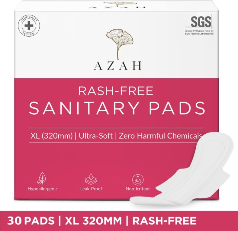Azah Rash-Free Clinically Tested | Super Saver Pack | Heavy & Overnight Flow Size-Xl Sanitary Pad(Pack Of 30)