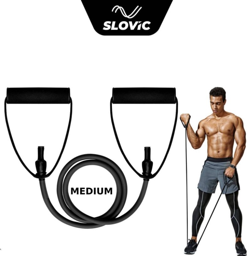Slovic Exercise & Stretching Resistance Band Set For Men & Women Workout Heavy Resistance Tube(Black)
