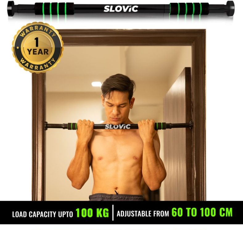 Slovic Pull-Up Bar For Home Workout | Non-Slip Carbon Steel Bar (Load Capacity: 100 Kg) Pull-Up Bar(Black)