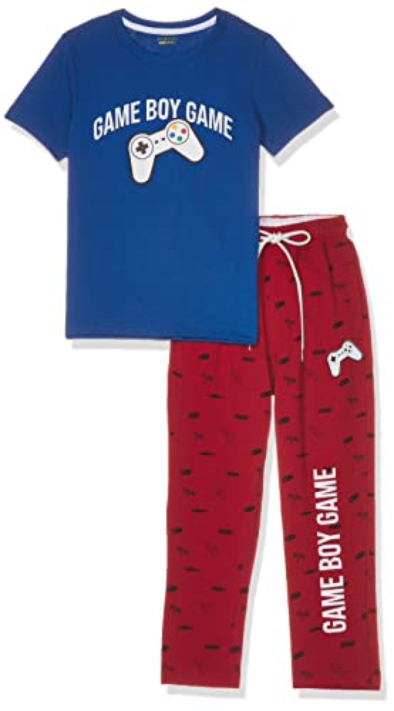 Amazon Brand – Symbol Boys T-Shirt & Pyjama Set (Sym-K-Ss22-Set-204_Blue_3-4 Years)