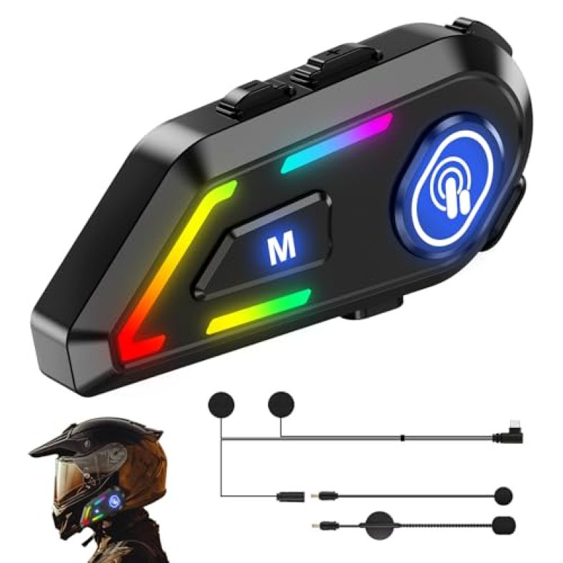 Edyell Motorcycle Helmet Bluetooth Headset, Connects To Two Phones At The Same Time Using Music & Gps, Ip67 Waterproof, Supports Android & Ios, Compatible With All Helmets, For Motorcycle