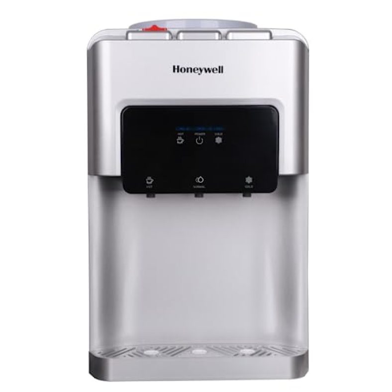 Honeywell Table Top Hot, Normal & Cold Water Dispenser With Child Safety Lock & 1 Year Warranty, 20 Liter, Silver