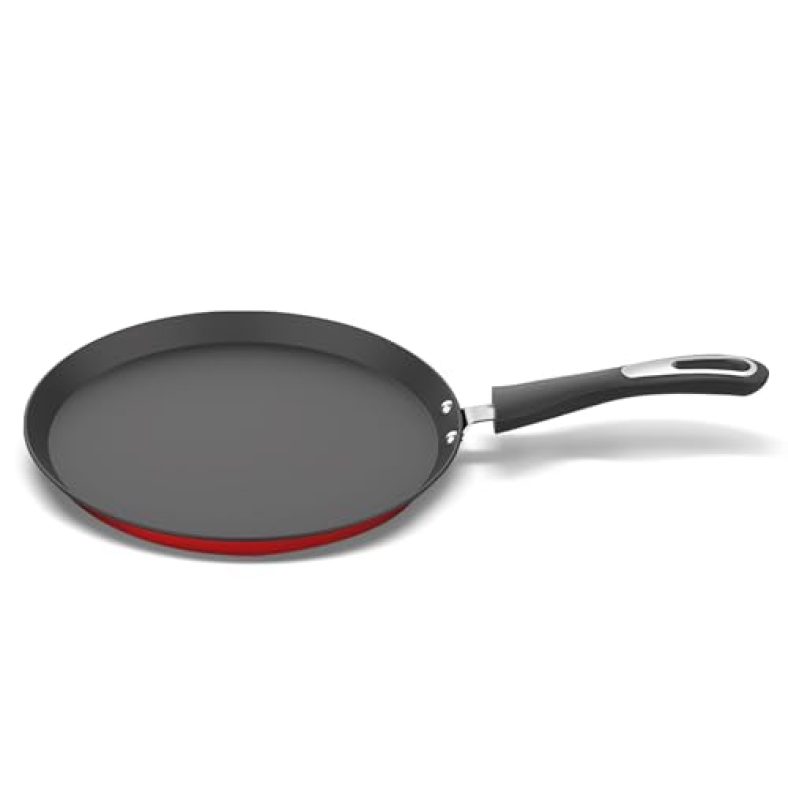 ‎Preethi Dura Collection Non Stick Tawa, 28 Cm, Gas & Induction Compatible, 5 Star Non Stick Effect, Chilly Red