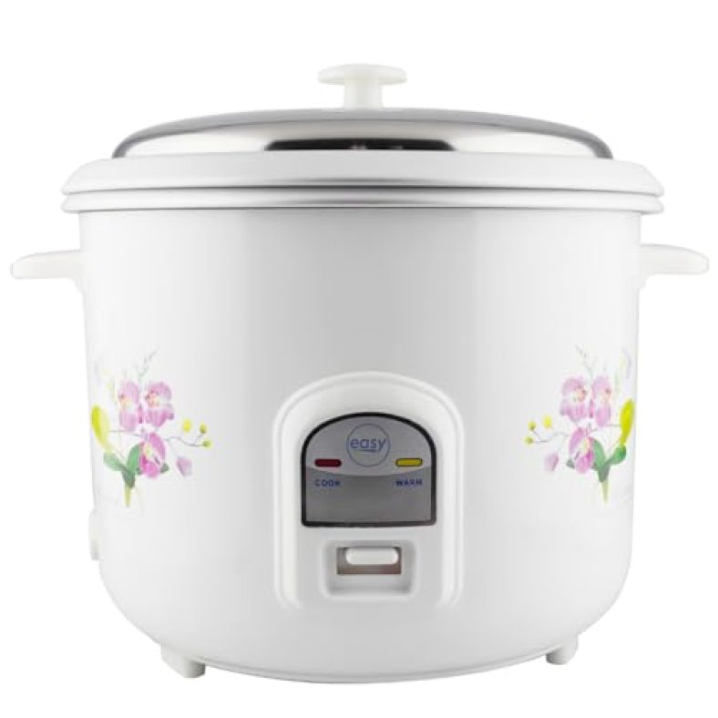 Easy Rc1.8 700-W 1.8 Liter Electric Rice Cooker With 2 Aluminium Bowls (One Bowl Is Free) & 2 Year Warranty (White & Floral Design)