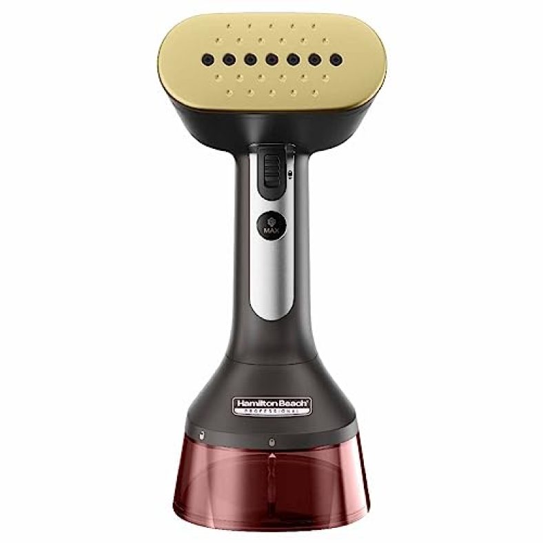 Hamilton Beach Professional Garment Steamer, Steam Iron For Clothes, 1740Watt Fast Heat Up, Turbo Steam Mode, Detachable Fabric Brush, Large 300Ml Water Tank, Ergonomic Handle, 2M Cord, Red