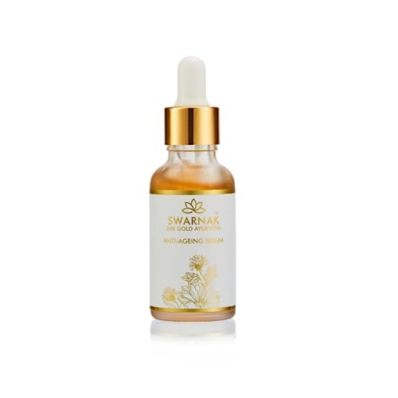 Swarnak Anti-Ageing, 24K Gold Ayurveda Face Serum-15 Ml, Natural Glowing Skin, Hydrates, Improves Skin’S Texture & Restores Firmness – Paraben & Silicone Free, 100% Natural