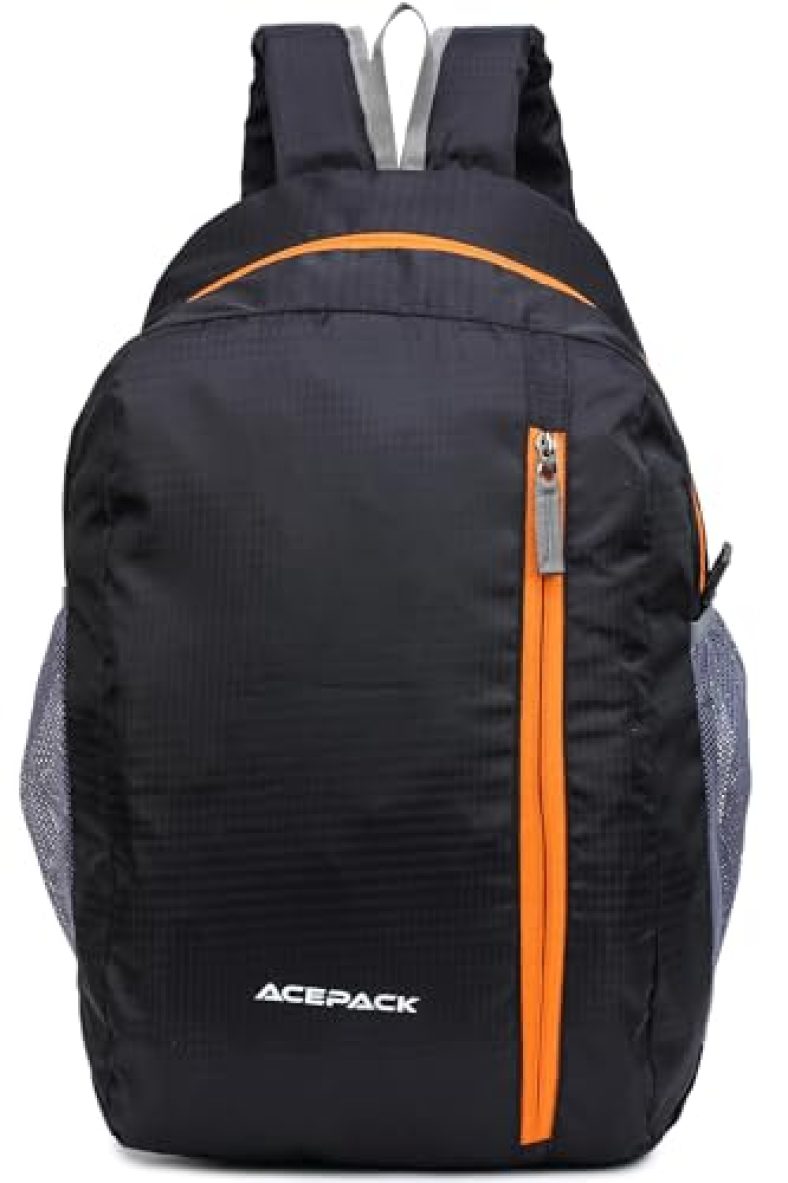 Acepack Daypack Bag 2 Compartment Backpack For Daily Use – Library, Office, Outdoor Hiking (Black)