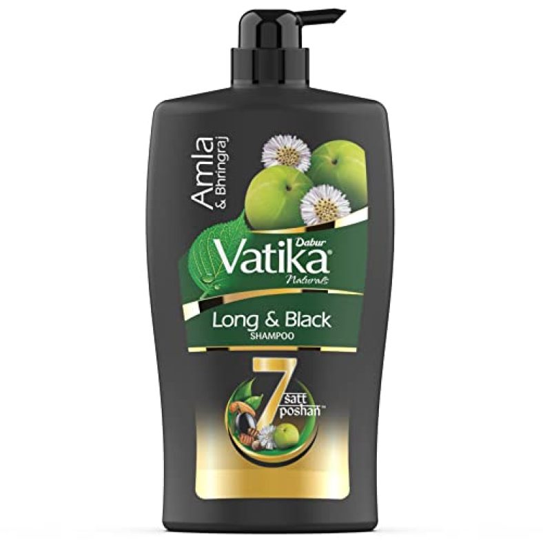 Dabur Vatika Long & Black Shampoo – 1L | With Amla & Bhringhraj | For Shiny, Long & Black Hair | No Added Parabens | Provides Gentle Cleansing, Conditioning And Nourishment To Hair
