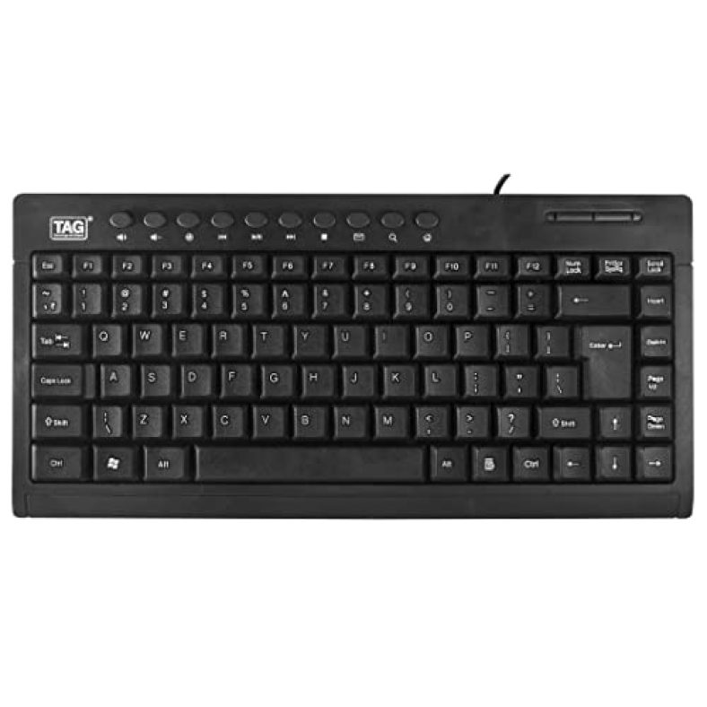 Tag Blaze Mini Usb Wired Membrane Tenkeyless Keyboard | 95 Keys With Dedicated Media Control Buttons | Compact Design | Sleek And Slim | Silent Performance | Plug And Play For Pc, Laptop, Mac (Black)