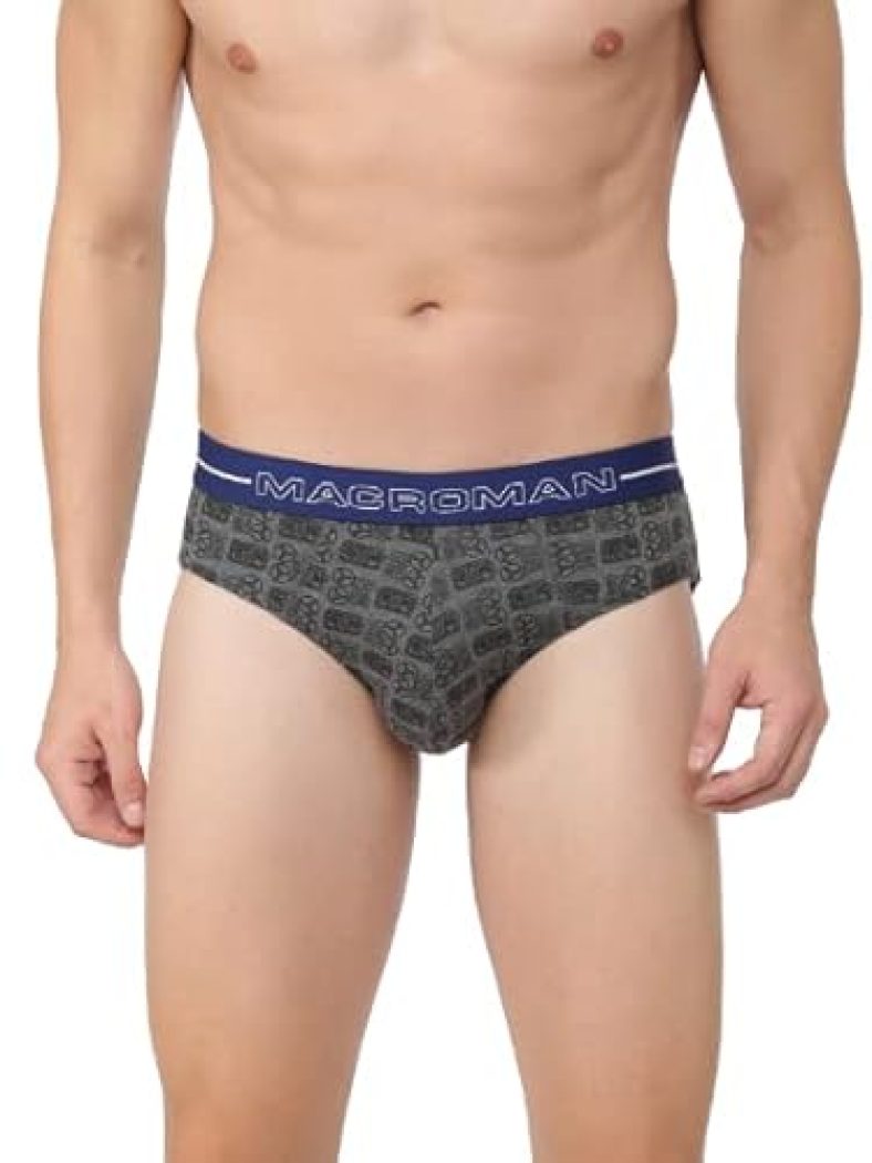 Macroman M-Series Men’S Cotton Blend Classic Regular Fit (Pack Of 1) Premium Printed Brief_Assorted_S