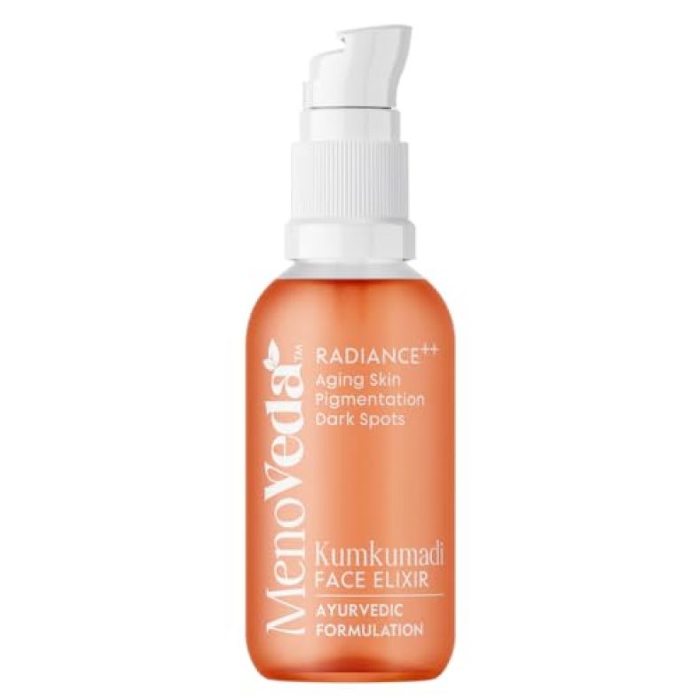 Menoveda Kumkumadi Face Oil For Glowing Skin | Reduces Fine Lines & Wrinkles | Improves Elasticity | Antioxidant-Rich Anti-Ageing Formulation For Dark Spots, Uneven Skin Tone, Eye Area – 30 Ml