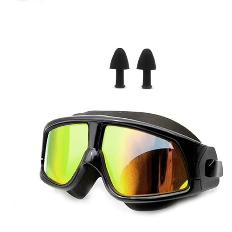 Slovic Swimming Goggles For Adults | Full Frame Swimming Goggle For Men And Women | Anti Fog | Uv Protection | Leak Proof | Black | Silicone Strap With Extra Expandability