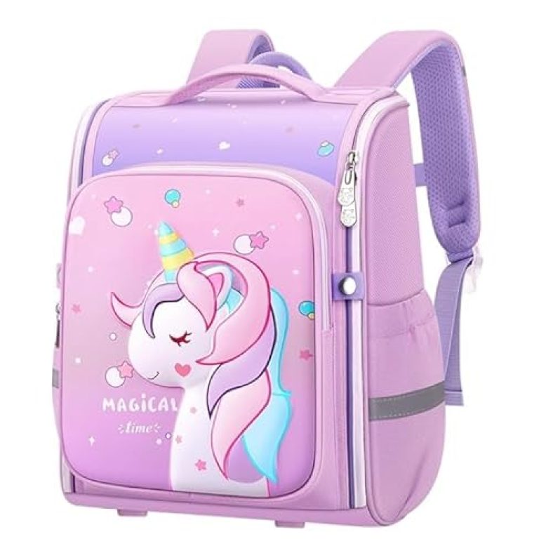 Vodiq Backpack For Kids Girls – Stylish & Durable Water-Resistant Shoulder School Bag, Perfect For Birthday & Rakhi Gifts, Ideal Bag For Girls, Kids, And School Use – Purple (Unicorn_Bag)