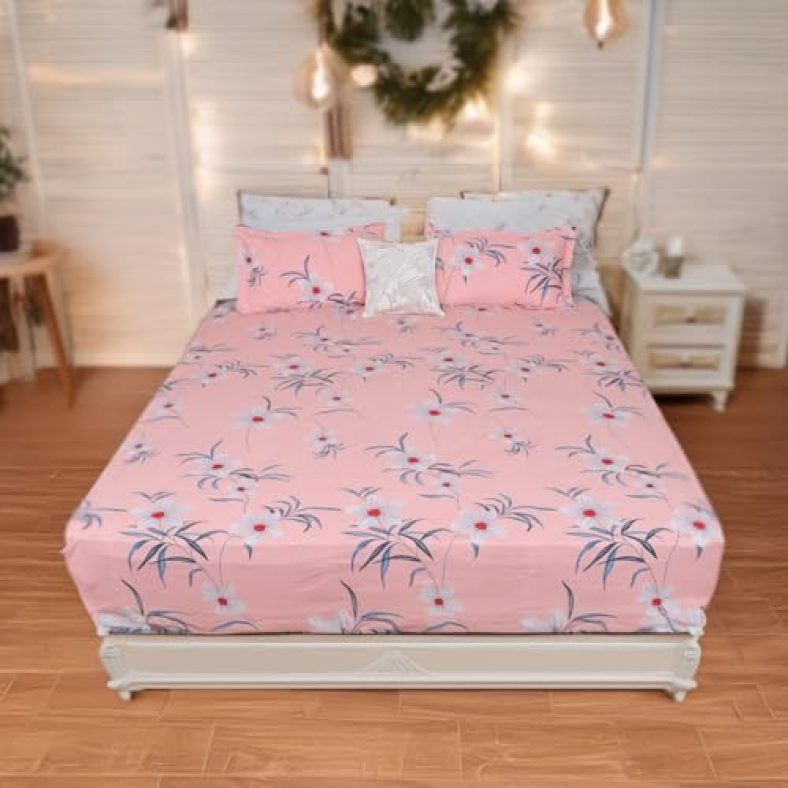 Status Contract -2024 Cotton Rich Double Bedsheet With 2 Pillow Covers For Bed Room, Home, Hotel-120 Gsm (D8)