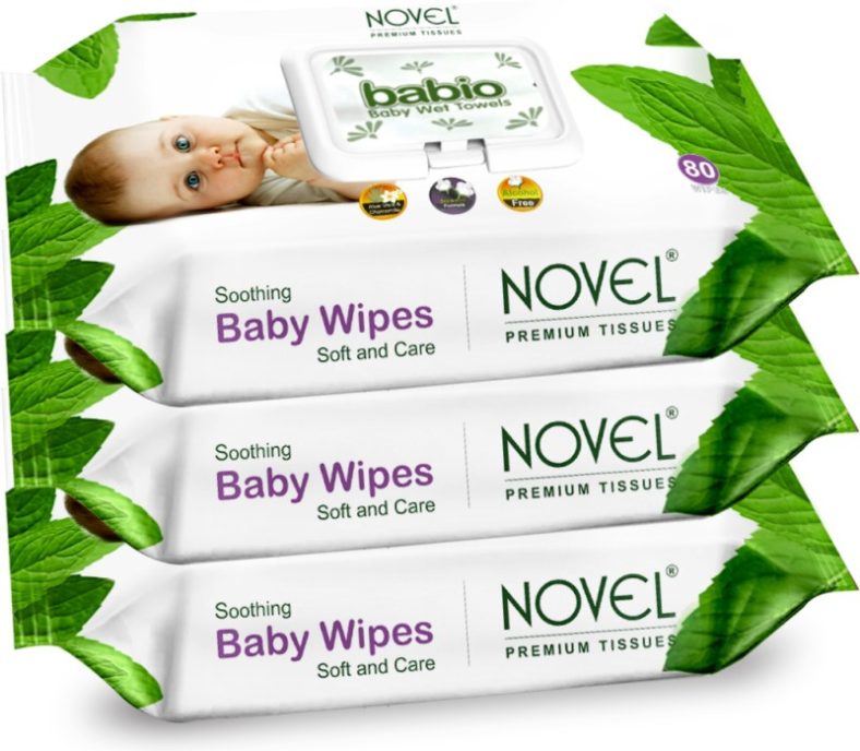 Novel Baby Wipes 80 Sheets Pack Of 3/With Lid(240 Wipes)