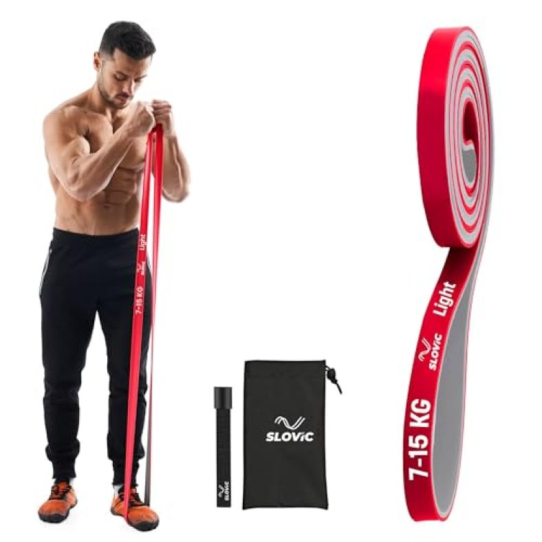 Slovic Dual Color Heavy Resistance Band (Red & Grey) For Workout Set Exercise & Stretching Pull Up Bands For Home Exercise Toning Loop Bands For Gym Men & Women Resistance Bands (With Door Anchor)