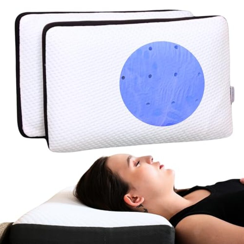 Cozyards Set Of 2 Ventilated Memory Foam Pillows | Orthopedic Pillow For Neck Pain | Suitable For All Sleeping Positions| Standard Size (22X14X4 Inch)