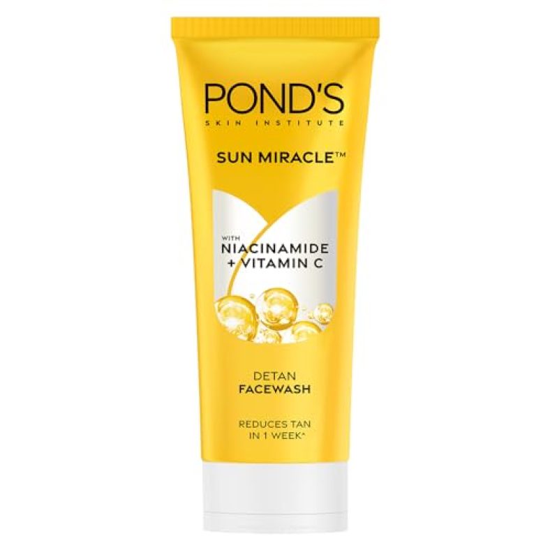 Pond’S Detan Face Wash For Tan Removal In Just 7 Days | Contains Vitamin C And Niacinamide | Facewash For All Skin Types, 100Gm