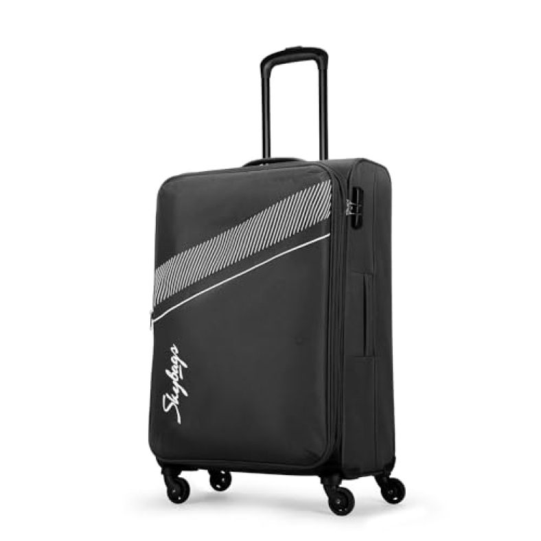 Skybags Trick Polyester Softsided 69 Cm Cabin Stylish Luggage Trolley With 4 Spinner Wheels | Black Trolley Bag – Unisex