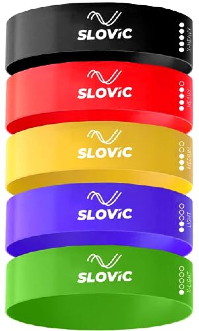 Slovic Resistance Loop Bands 100% Natural Latex Exercise Bands With 1 Year Warranty Mini Resistance Loop Band For Full Body Exercises Set Of 5
