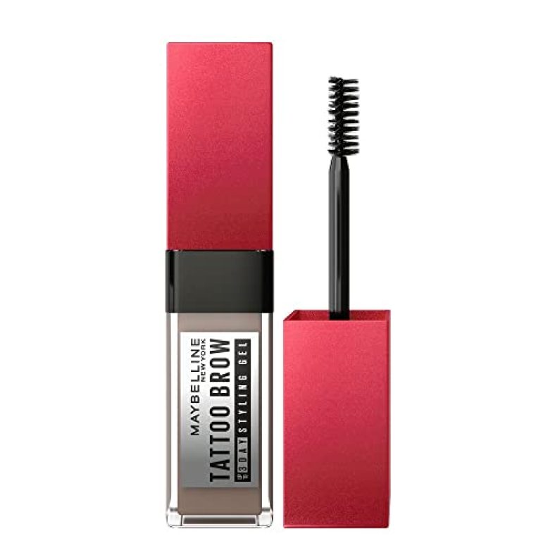 Maybelline Tinted Eyebrow Gel, Semi-Permanent, Waterproof & Smudgeproof, 3 Day Styling Brow Gel, Tattoo Brow, Grey Brown, 6Ml