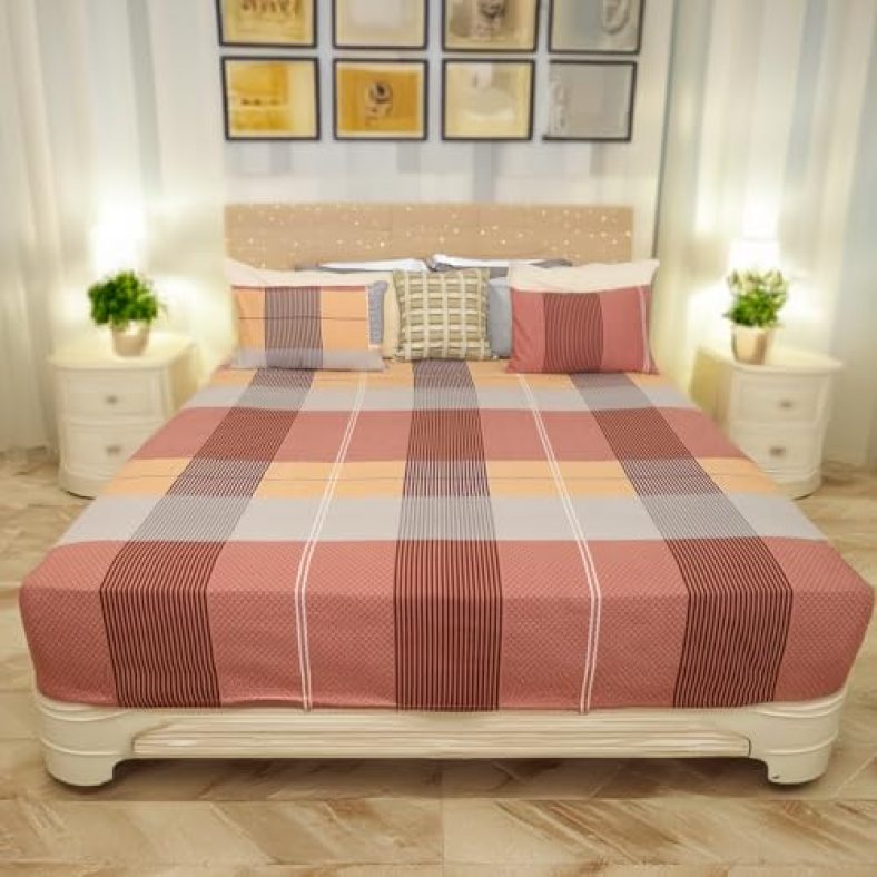 Status Contract -2024 Cotton Rich Double Bedsheet With 2 Pillow Covers For Bed Room, Home, Hotel-120 Gsm (D2)