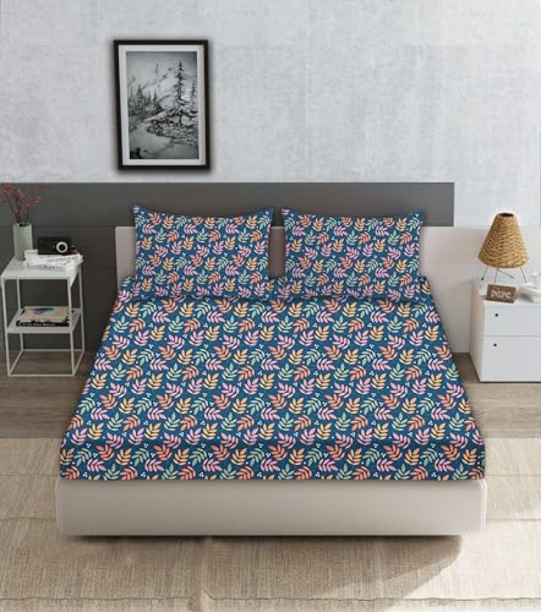 Status Contract -2024 Cotton Rich Double Bedsheet With 2 Pillow Covers For Bed Room, Home, Hotel-120 Gsm (D3)