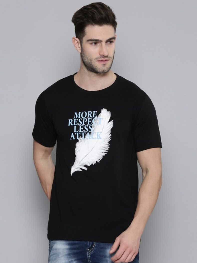 Metronaut Printed Men Round Neck Black T-Shirt