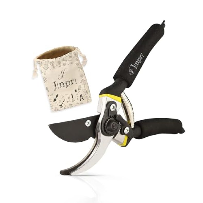 Jinpri 8 Inch Heavy Duty Garden Scissors – Professional Pruning Shears | High-Carbon Steel Blades | Ergonomic & Safe Design | Perfect For Trees, Shrubs, And Flowers (High Carbon Steel)