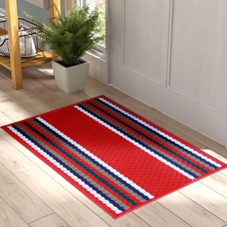 Status Contract Anti Slip Front Monsoon Doormat (38X58Cm)| Living Room Rug For Entrance Door|Polypropylene Floor Mat For Home|Essential Small Rug – Red, Rectangular