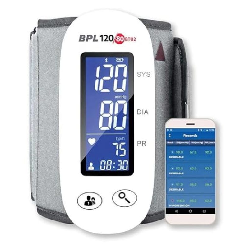 Bpl Medical Technologies Bpl 120/80 Bt-02 Bluetooth Enabled Arm Type Blood Pressure Monitor With Tubeless Technology (White)