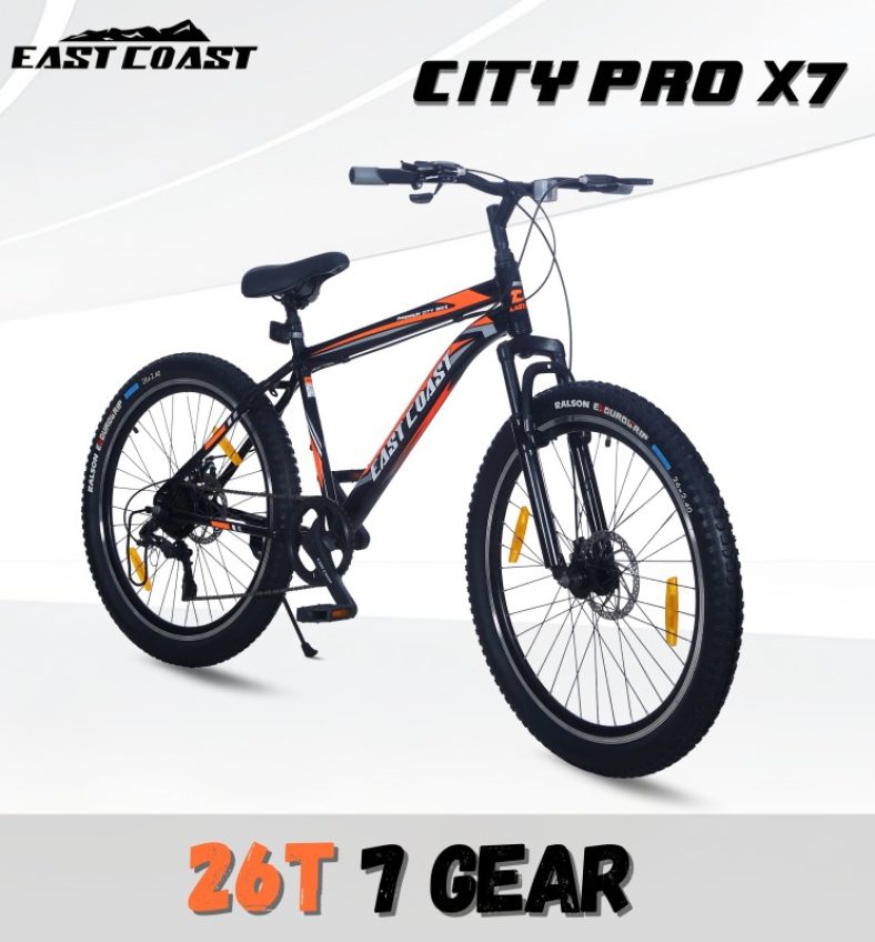 East Coast Multispeed Bike With Fs & Dd Brake 26 T Mountain Cycle 26 T Mountain Cycle(7 Gear, Black, Only Front Suspension)