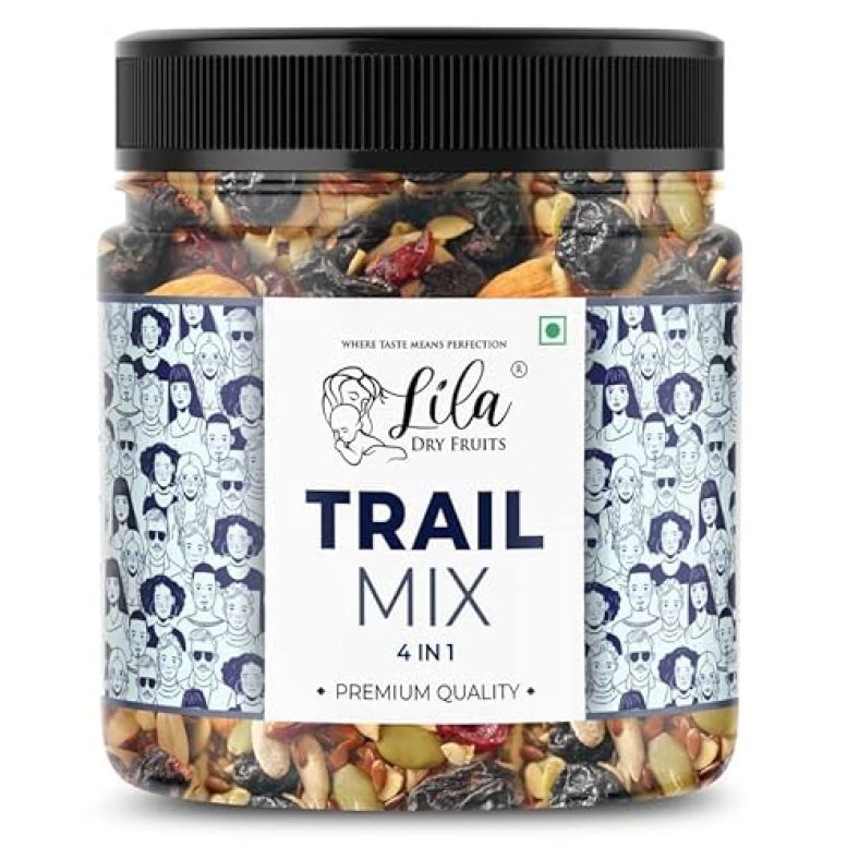 Lila Dry Fruits Premium Trail Mix 1Kg – Cashew, Raisins, Almonds, Apricots, Goji Berry, Pumpkin Seeds, Sunflower Seeds, Cranberry, Blueberry, Plum | Dry Fruits Mix Perfect For Diwali Gifting