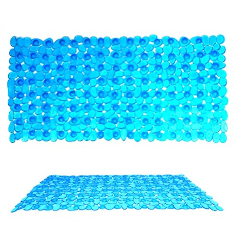 Suprhome Anti-Skid Shower Mat | Non-Slip Bathroom Mat For Bathtub, Floor & Shower | With Drain Holes | Machine Washable – Blue