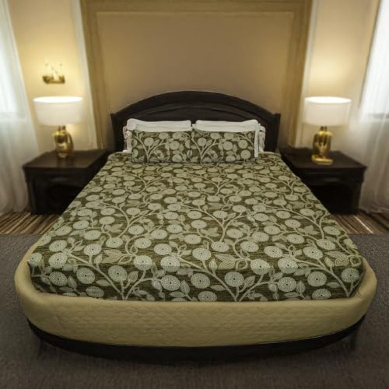 Status Contract Cotton Rich Double Bedsheet With 2 Pillow Covers For Bed Room, Home, Hotel-120 Gsm (D-12)