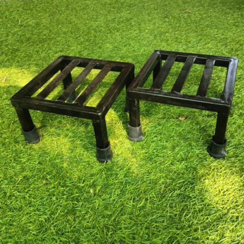 Dhyani® Flower Pot Stand Outdoor Plants / Single Pot Stands For Indoor Plant Of Heavy Duty Metal Metal In Black Color 9X9 Inch(Pack Of 2)