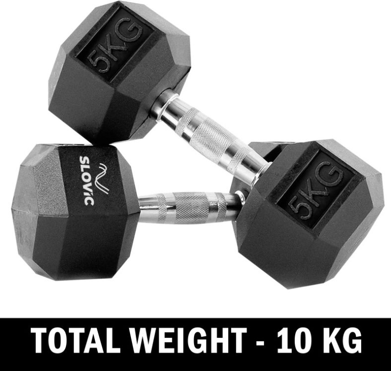Slovic Dumbbells Set For Home Gym | 5 Kg | Set Of 2 Fixed Weight Dumbbell(10 Kg)