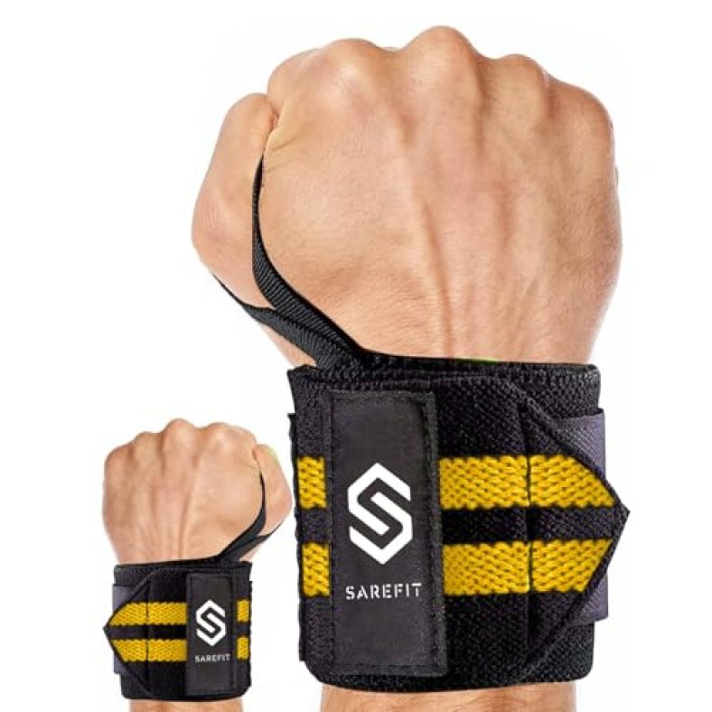 Sarefit Wrist Supporter For Gym, Wrist Support For Men & Women With Reinforced Finger Loop,Hand Grip & Wrist Support Sports Straps For Weightlifting (Black, Free Size)