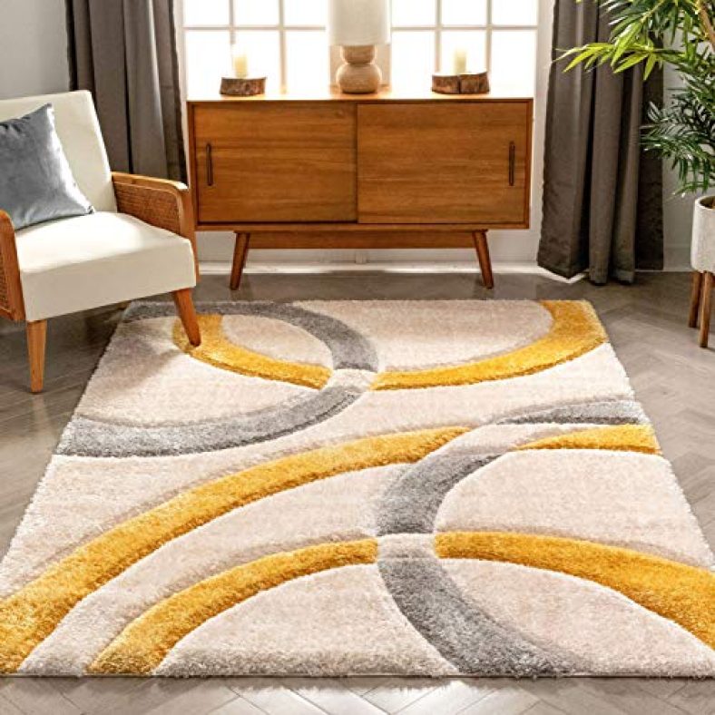 Ayaz Carpet Super Soft Rectangular Carpet For Living Room Anti Skid Shag Rug Handmade Collection. With 2 Inches Pile Height. Colour Beige Size 3X5 Feet.