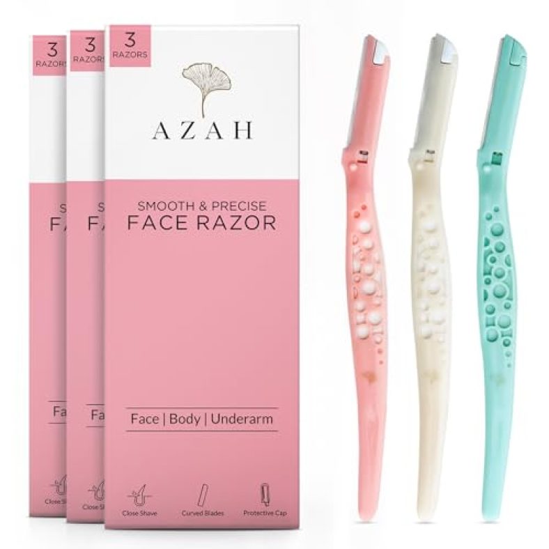 Azah Facial Hair Removal For Women | Face Razor Women Facial Hair | Facial Face & Eyebrow Razor For Women | Painless Hair Removal For Soft Hair | Shape Eyebrows, Upper Lips & Chin | Pack Of 9