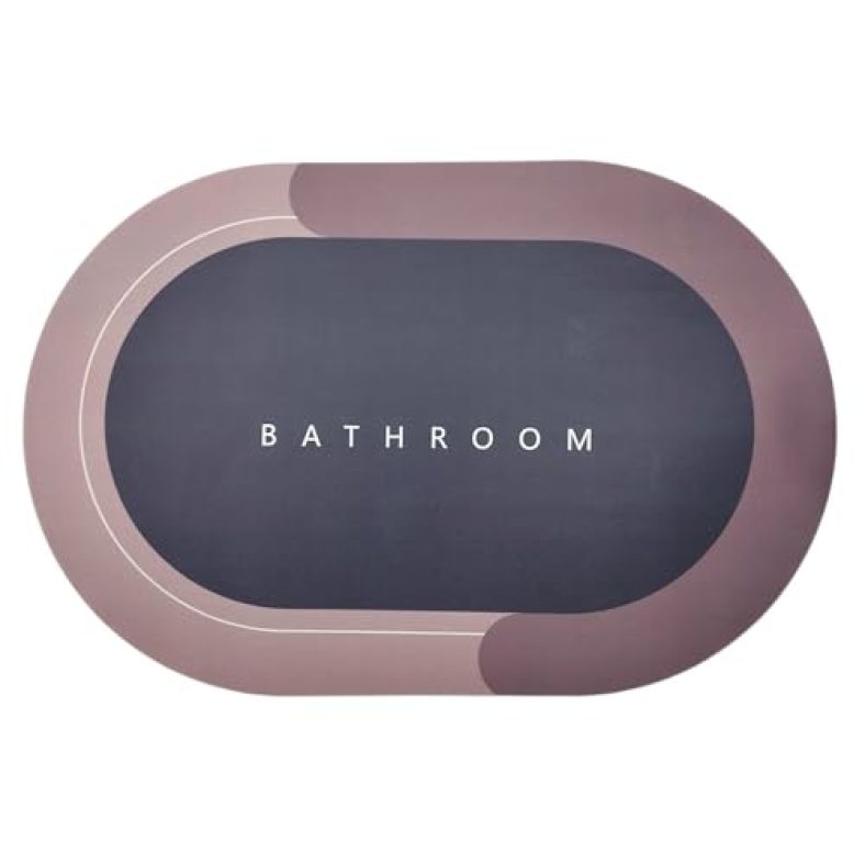 Status Contract Water Absorbing Mat For Bathroom Quick Dry Rubber Backed Anti-Slip Floor Mat Non Slip Mat For Home, Kitchen (38X 58Cms) (Pink)