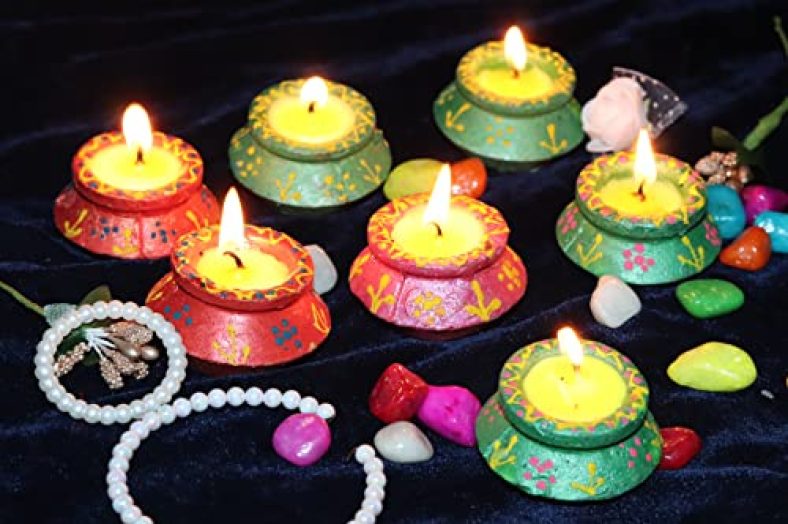 Nrson® Decorative Traditional Terracotta Matki Diya Deepak For Diwali Navratri Festival Puja (Set Of 10, Multicolor)