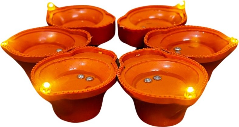 Sui Generis Led Light Water Sensor Diya Candle Led Candle Diyas For Festivals Decorations Plastic (Pack Of 6) Table Diya Set(Height: 1 Inch)